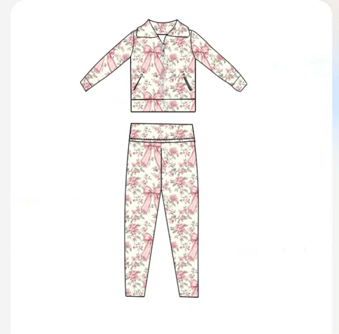 Kids Clothes Pink Bows Floral  - Toddler Legging Set ulasan dan harga