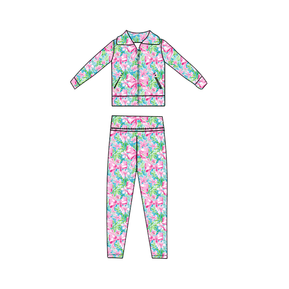 Kids Clothes Pink Bows Floral  - Toddler Legging Set ulasan dan harga