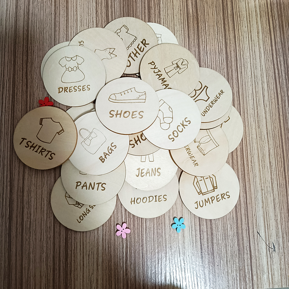 Wooden Wardrobe Labels, Kids C - Baby Clothing Tags ulasan dan harga