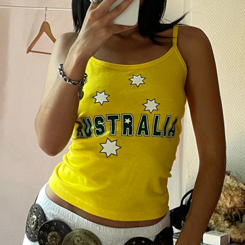 Yellow Printed Y2k Clothes Vin - Baby Yellow Clothing Women ulasan dan harga