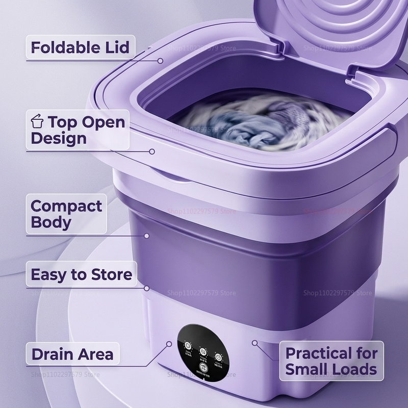 8L Portable Foldable Mini Wash - Baby Clothing Washing Machine ulasan dan harga