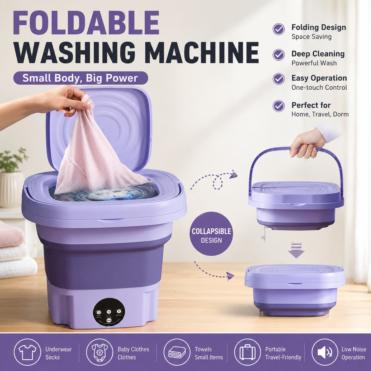 Portable Folding Mini Washing  - Baby Clothing Washing Machine ulasan dan harga